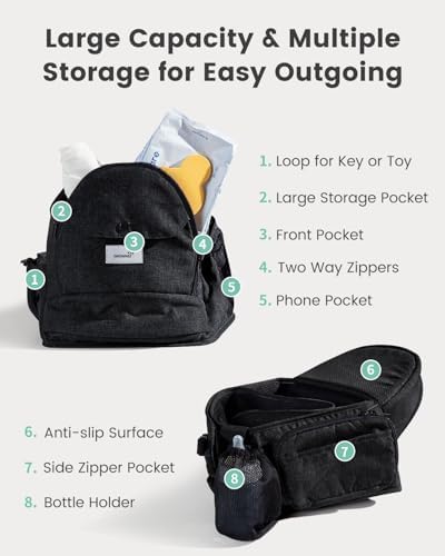 Ergonomic hip seat baby carrier for newborn to toddler support