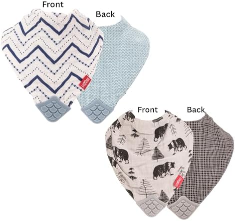 Nuby reversible bib showing the colorful printed design.