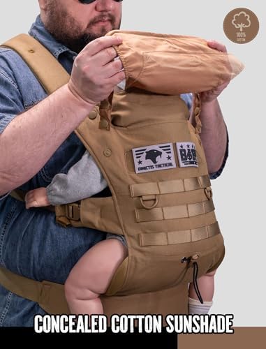 Detail view of buckles and secure fastening on baby carrier