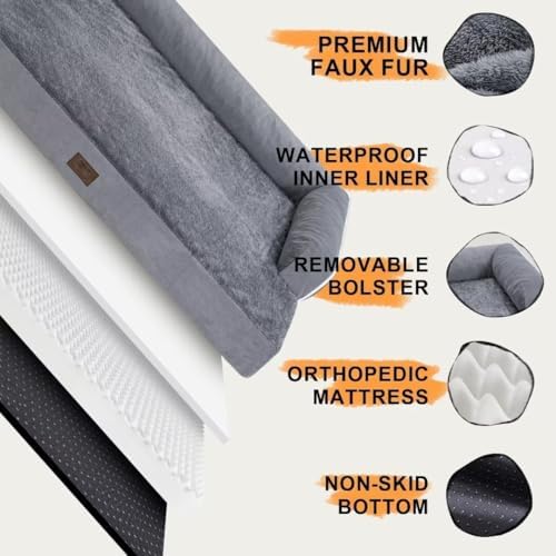 Large Dog Bed Orthopedic Washable - Beds Bolster - Medium XL XLarge Big Dogs - Memory Foam Couch Sofa - Waterproof with Removable Cover - Image 5