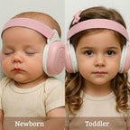 Top view of Betrico newborn ear defenders showing flexible strap