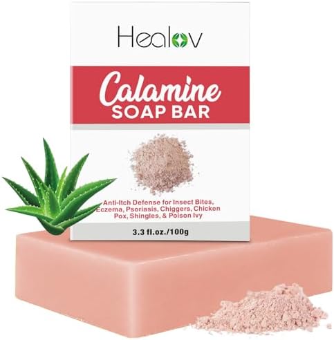 Herblov Calamine Soap Bar front view for natural itch relief packaging