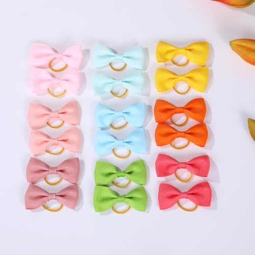 Close up of handmade ribbon bows for pets