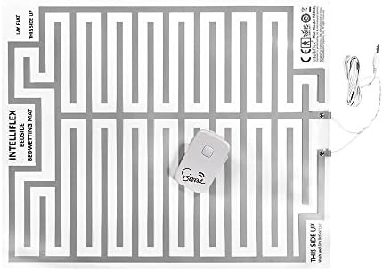 Demonstration of the bedwetting alarm mat placed under a standard bedsheet.