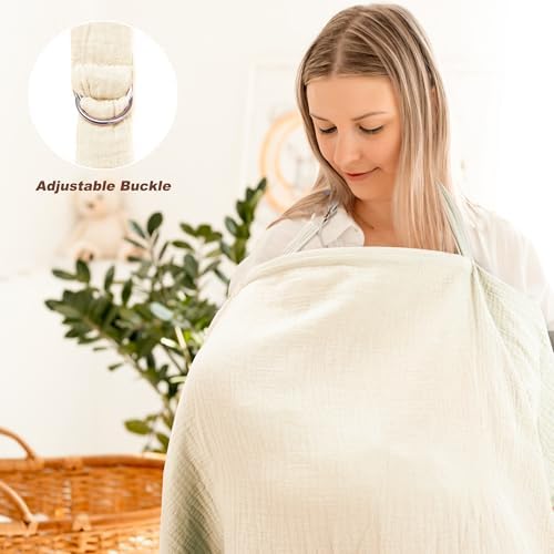 Adjustable neck strap feature on nursing cover