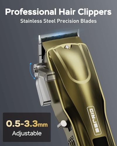GinJee cordless barber clipper showing the four position adjustable taper lever