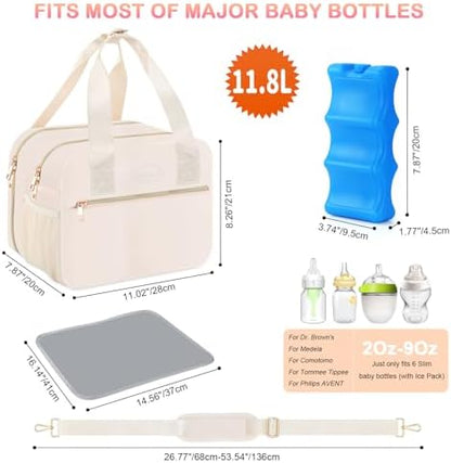 Piioser cooler bag showing storage for wearable breast pumps