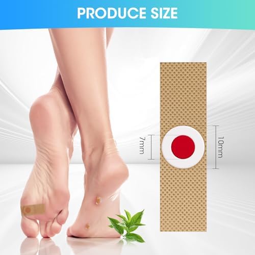 RexezGuardz extra strength foot patches being applied to the side of a heel for blister and wart protection.