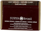 Surya Brasil Light Brown kit components including the conditioning henna cream tube and gloves