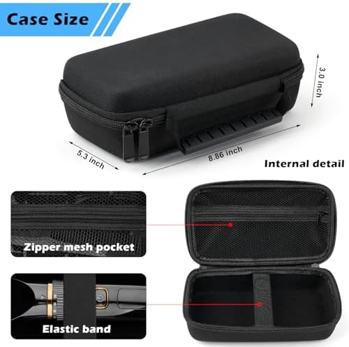 AMSAMOTION trimmer carrying bag open view displaying internal elastic straps and mesh pocket organizer.