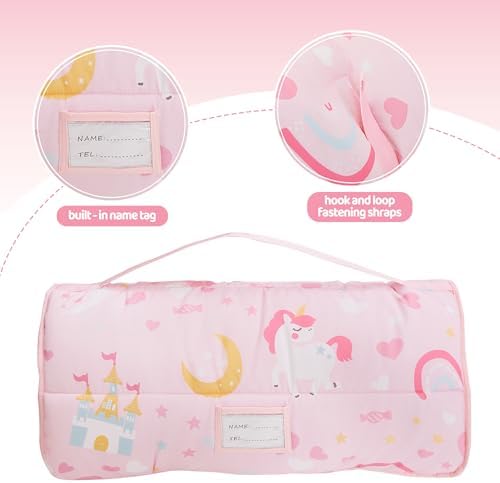 Viviland pink princess daycare sleeping mat with removable pillow detached
