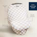 Itzy Ritzy cover stretched over a shopping cart for baby protection