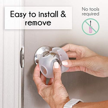 Detailed view of access hole for push button locks on door knob