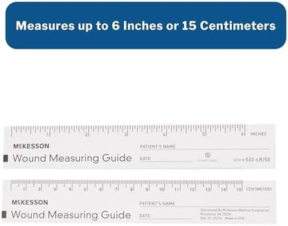 Disposable paper wound measurement tool with dedicated patient information writing space