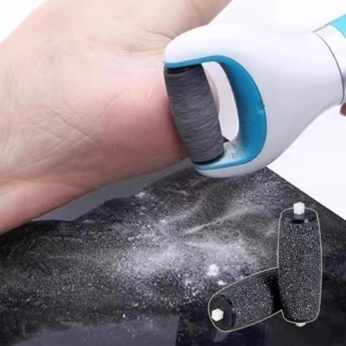 Curved design of replacement roller head for ergonomic foot exfoliation
