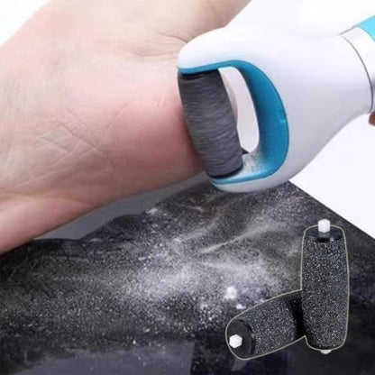 Curved design of replacement roller head for ergonomic foot exfoliation