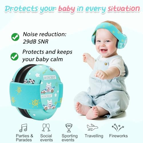 Compact lightweight newborn noise reduction headphones folded for travel convenience