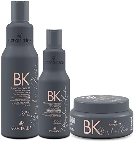 Ecosmetics moisturizing shampoo bottle with charcoal gray and pink branding