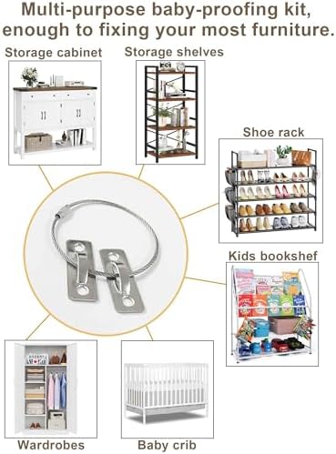 Omypuehen anti tip furniture kit securing a tall bookshelf to prevent tipping accidents
