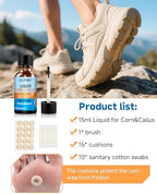 Side angle view of the MQFORU liquid corn and callus remover zero point five one fluid ounce bottle