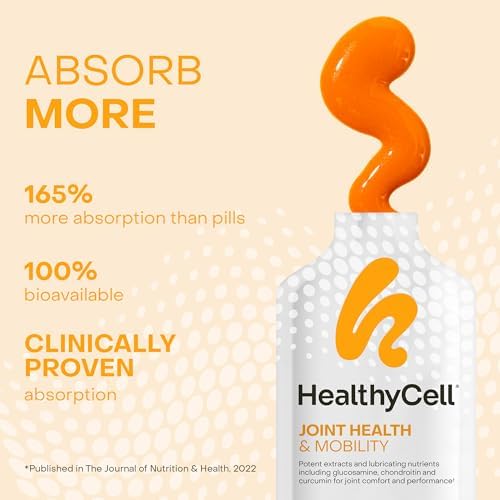 Healthycell Joint Health & Mobility Daily Liquid Supplement - Joint Support Supplement, Inflammation Response, Cartilage & Flexibility with Curcumin, Glucosamine & Chondroitin - 30 Gel Packs - Image 4