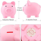 Bottom view of the unbreakable plastic savings bank highlighting the secure twist off stopper.