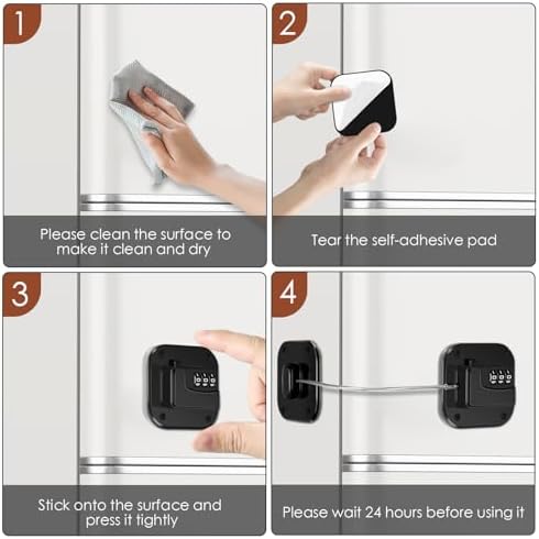 Package contents of Himake 2-pack refrigerator security lock