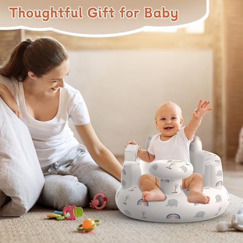 Infant sitting comfortably in a GloTika inflatable support chair.