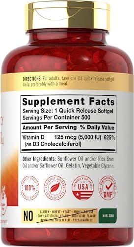 Carlyle high potency vitamin D3 value size bottle showing non GMO label
