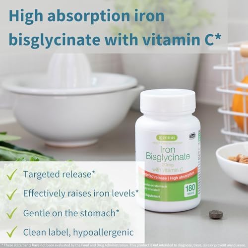 Igennus high absorption chelated iron tablets clean vegan formula label info