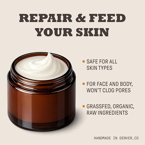 Grass fed beef tallow and raw honey balm jar for sensitive skin care