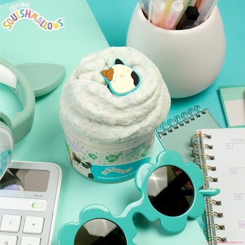 Fluffy eight ounce sensory slime jar with 3D character lid topper