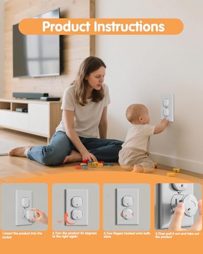 Full set of 24 baby safety socket covers for nursery protection