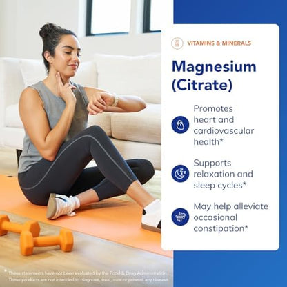 Hypoallergenic and non GMO magnesium citrate capsules by Pure Encapsulations displayed next to the premium packaging.