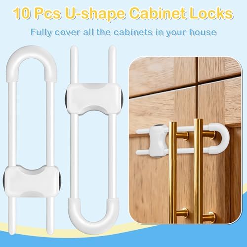 Modacraft child safety cabinet locks installed on double doors