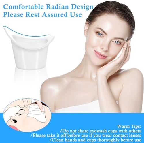 Two piece eye wash set with protective carrying box for hygiene.