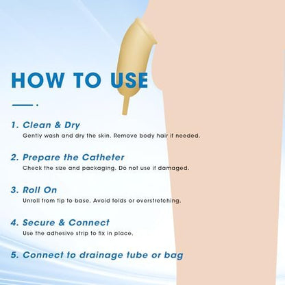 External Condom Catheters for Elderly Men Age 80, 20 Soft Latex, 5 Catheter Stabilization Device, 4000mL Overnight Catheter Bags x 1, 1000mL Urinary Leg Bags x 2, 2 Roll Tapes Set for Incontinence Men - Image 4