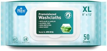Detail of Med Pride premoistened washcloth texture and size