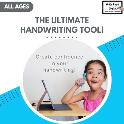 Blue educational tablet stylus with ergonomic finger loop for kids