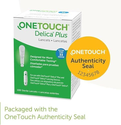 Detailed shot of the OneTouch Delica Plus silicone coated blood sampling lancets product details