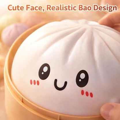 GiGAWOOD jumbo dumpling stress ball being squeezed to demonstrate the premium slow rebound tactile texture.