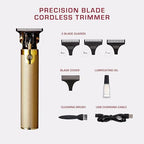 Side view of the premium gold KISS precision blade trimmer showing the sleek power switch design.
