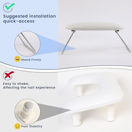 Top view of white Ylhzpl manicure cushion for nail tech