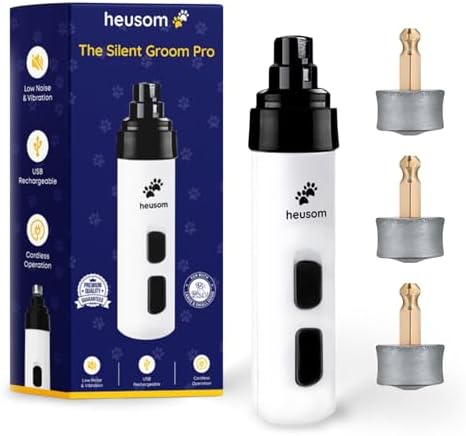 Heusom pet claw trimmer with three piece replacement diamond drum grinders.