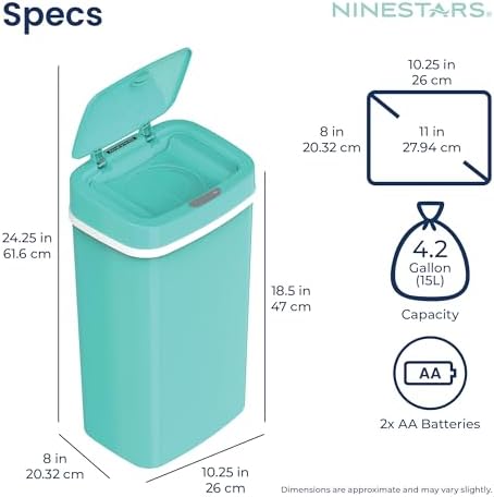 Ninestars 16 liter touchless sensor trash can in a nursery room setting