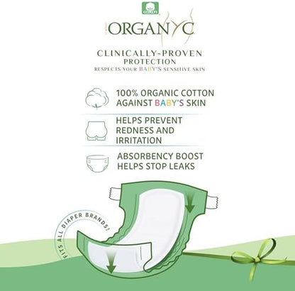 Organyc organic cotton baby diaper liner packaging details