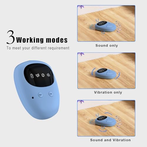 TENQIU wireless bedwetting alarm receiver showing the long distance wireless indicator light.
