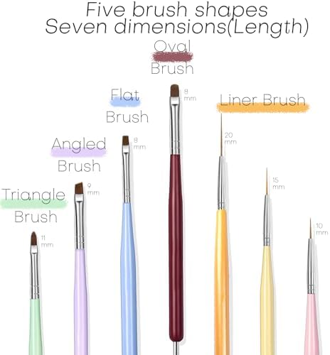 7PCS Nail Art Brushes, Nail Design Painting Brush Set with Nail Polish Brush, Nail Liner Brush, Nail Extension Gel Brush, Builder Nail Gel Brush, and Multi-Size Dotting Pens for DIY Nail Art - Image 4