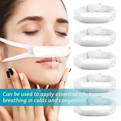 External nasal dressing holder for post-rhinoplasty recovery showing elastic strap detail.