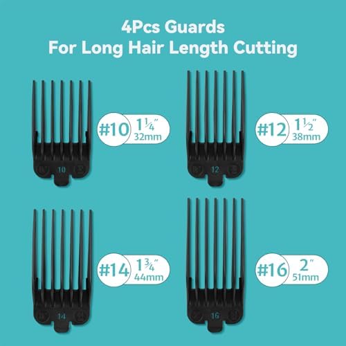 Side profile of the four piece high limit clipper guards kit illustrating the contoured teeth design for scalp comfort